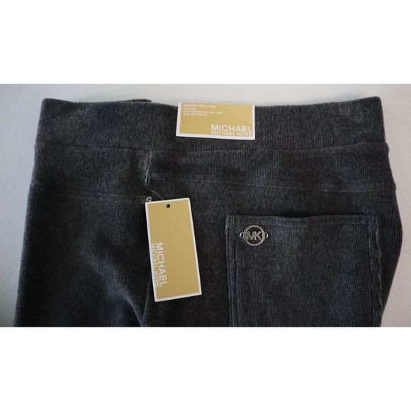 Michael Kors QH3308R0F4 Women Sz XL Gray Hi-Rise Skinny Pull-On Corduroy Pants - Picture 5 of 12